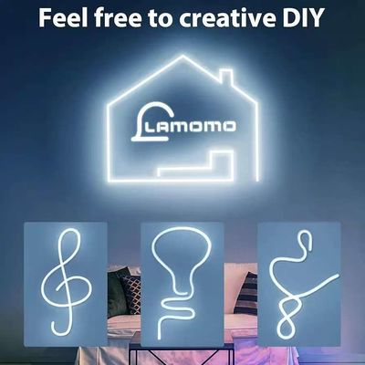 Lampu Strip LED Putih 16,4ft/5m Neon Light Strip 12V Flex Waterproof Neon LED Strip Silicone LED Neon Rope Light Untuk Dapur Kamar Tidur Dekorasi Indoor Outdoor Adaptor Daya Tidak Termasuk