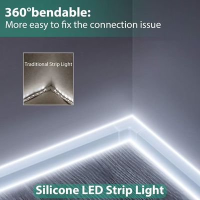 Lampu Strip LED Putih 16,4ft/5m Neon Light Strip 12V Flex Waterproof Neon LED Strip Silicone LED Neon Rope Light Untuk Dapur Kamar Tidur Dekorasi Indoor Outdoor Adaptor Daya Tidak Termasuk