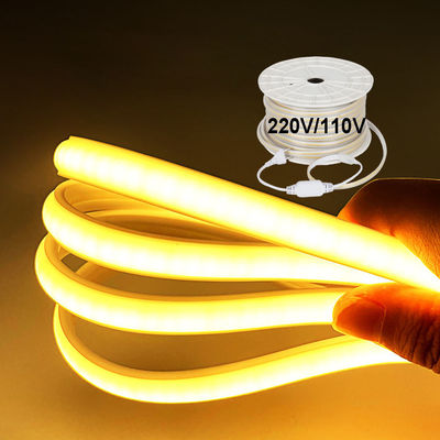 110V 220V Waterproof COB LED Light Strip With PVC Glue Disesuaikan Biru / Es Biru / Putih / Hijau / Ungu / Emas / Pink