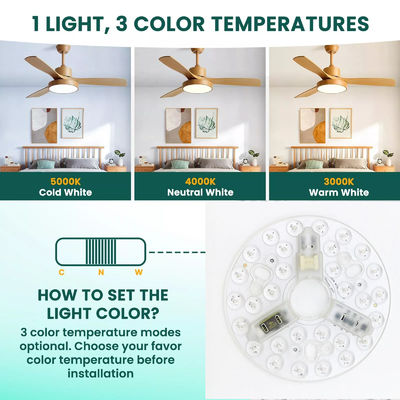 ERP Rosh LED Modul 5CCT 12W/18W/24W DIP Switch Lampu Langit-langit Kipas Dengan Witch Power Mengganti Modul LED