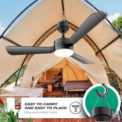 Kipas Langit-langit dengan Lampu, 36 &quot;LED Kipas Lampu Gantung dengan Hook, Hook Jenis Kipas Lampu Langit-langit, Plug di Lampu Kipas Lampu Langit-langit, 40W, 3000-6500k, Remote Control, Portable Kipas Lampu untuk Tempat Tidur Camping, Patio, ((Black) N DFFFFFN`