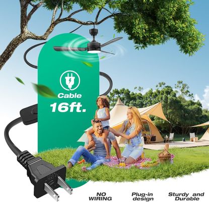Kipas Langit-langit dengan Lampu, 36 &quot;LED Kipas Lampu Gantung dengan Hook, Hook Jenis Kipas Lampu Langit-langit, Plug di Lampu Kipas Lampu Langit-langit, 40W, 3000-6500k, Remote Control, Portable Kipas Lampu untuk Tempat Tidur Camping, Patio, ((Black) N DFFFFFN`