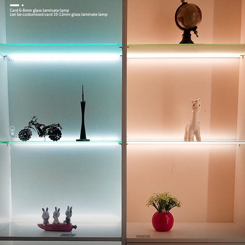 Single Glass Shelf LED Display Light dengan Warm White Dimming dan Temperatur Warna 3500K
