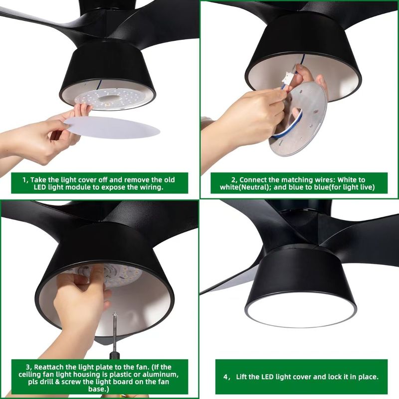 Mesin Lampu LED 15W 100MM Untuk Ruang Makan 120V Panel Fan Langit-langit Kit Retrofit Dengan Modul DOB LED Lampu Lampu Lampu Lampu Langit-langit