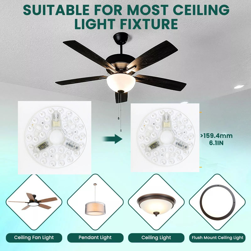 ERP Rosh LED Modul 5CCT 12W/18W/24W DIP Switch Lampu Langit-langit Kipas Dengan Witch Power Mengganti Modul LED
