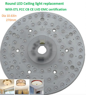 270mm dimmable lampu langit-langit LED bulat pengganti 120v Aluminium dengan sertifikat FCC,ETL,CB,CE,LVD,EMC