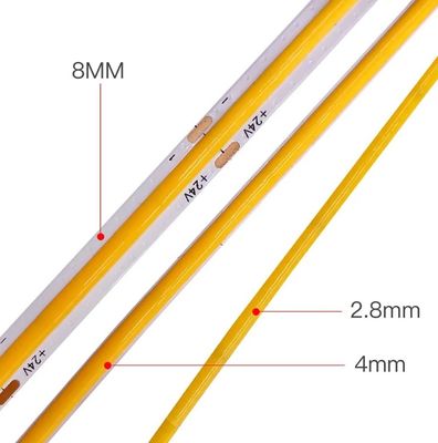 China Factory Ultra-tipis COB Light Strip 2.8mm/2.7mm/3mm/5mm Mini Light Strip 12V 24V Car Light Strip 480leds 384leds